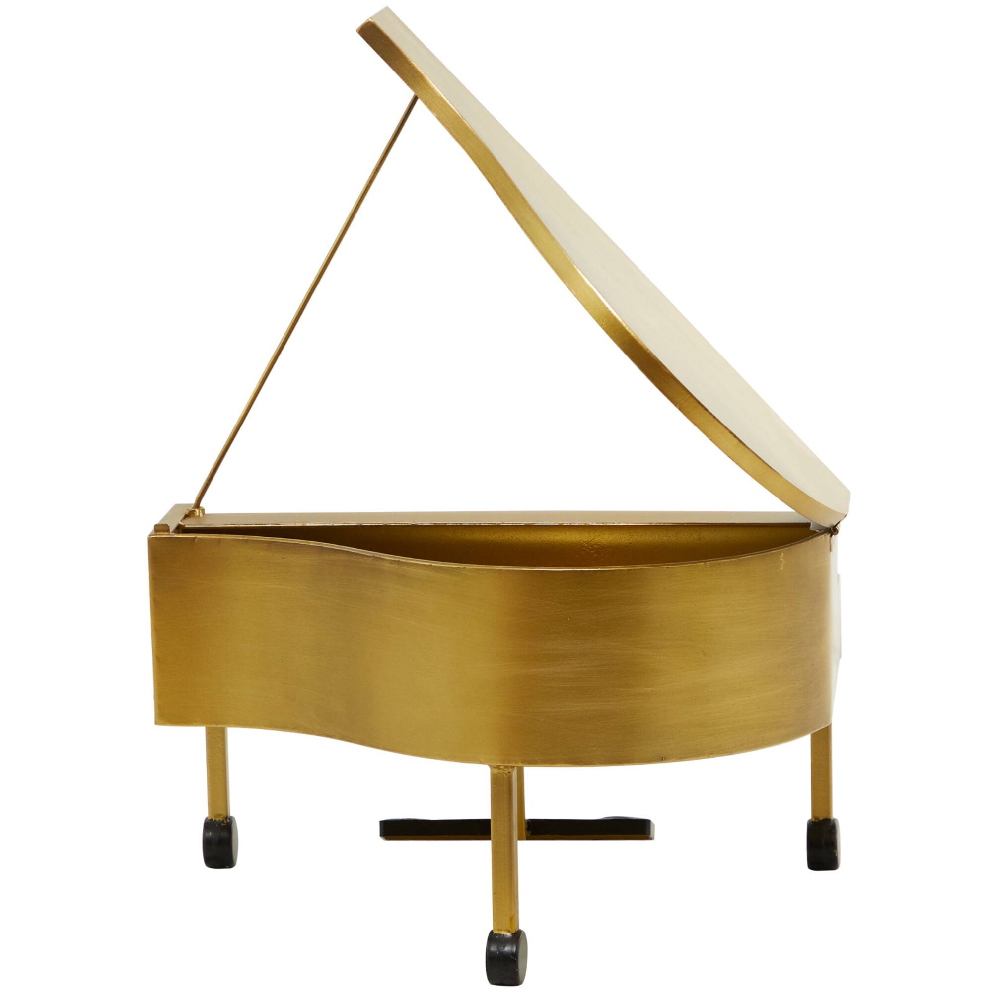 22" Gold Metal Piano Instrument Sculpture